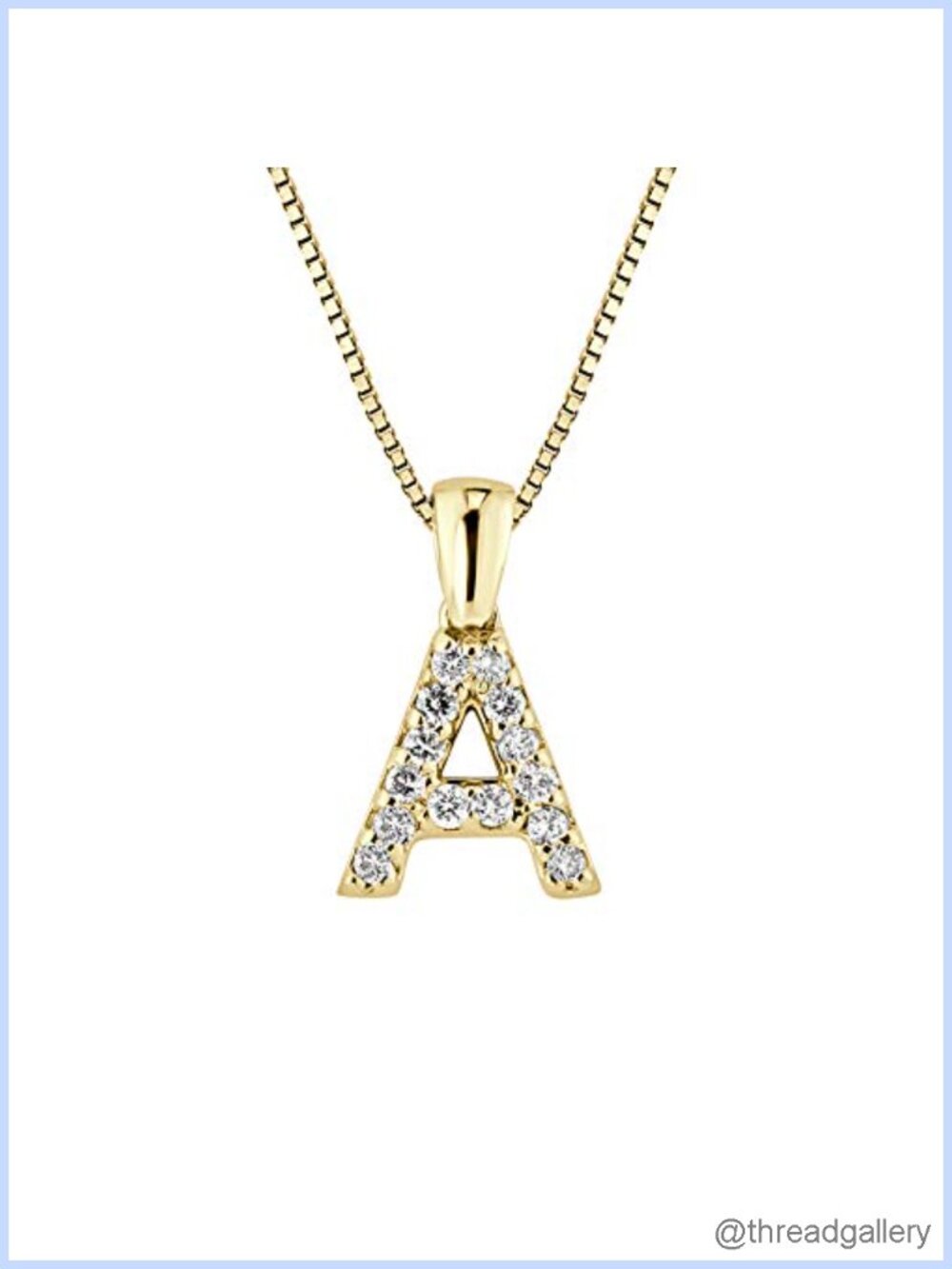14k Yellow Gold Letter A Diamond Initial Pendant Necklace 18in Chain
